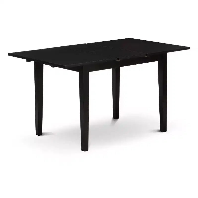 Set da pranzo rettangolare a 5 pezzi con piano in legno massello finitura nera (4 posti)