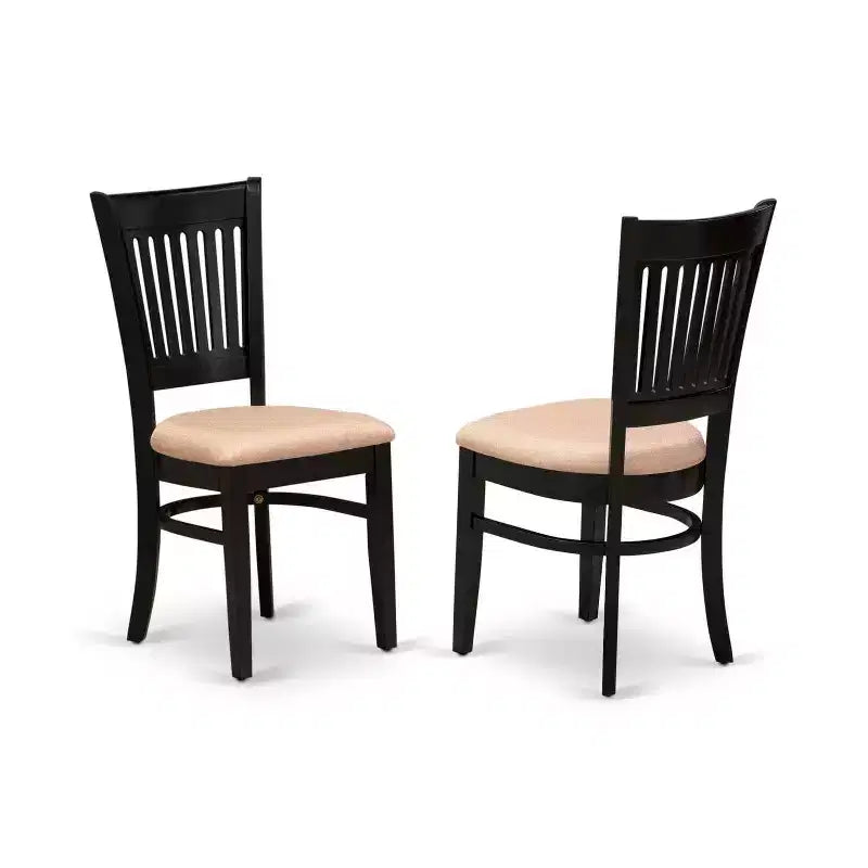 Set da pranzo rettangolare a 5 pezzi con piano in legno massello finitura nera (4 posti)