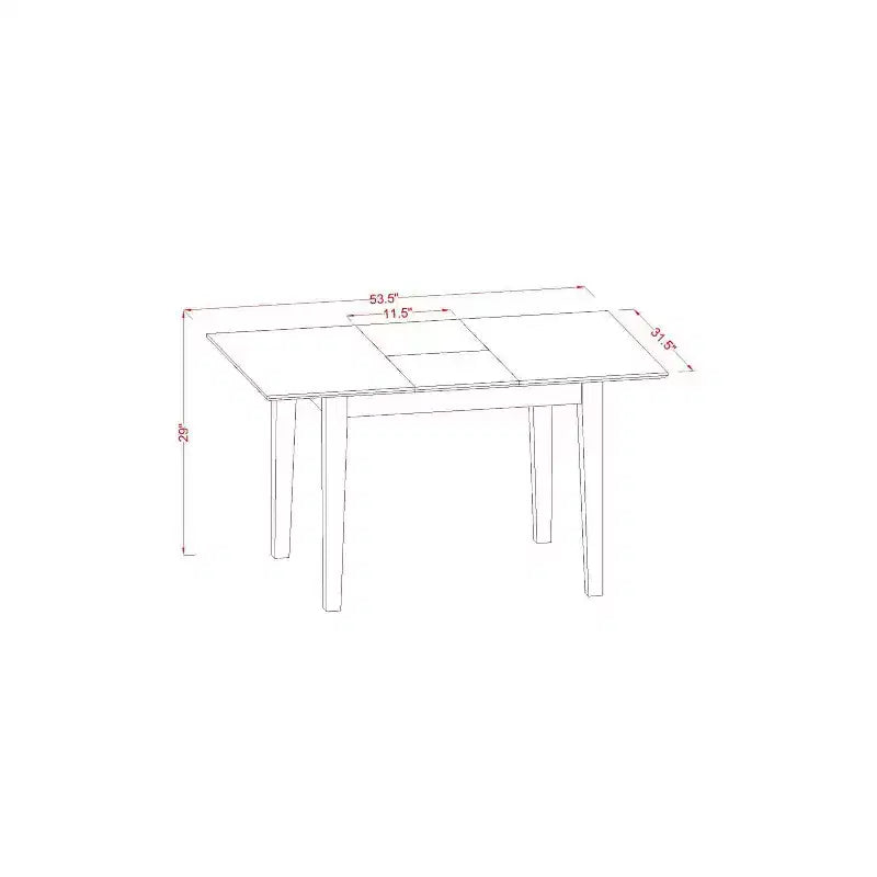 Set da pranzo rettangolare a 5 pezzi con piano in legno massello finitura nera (4 posti)
