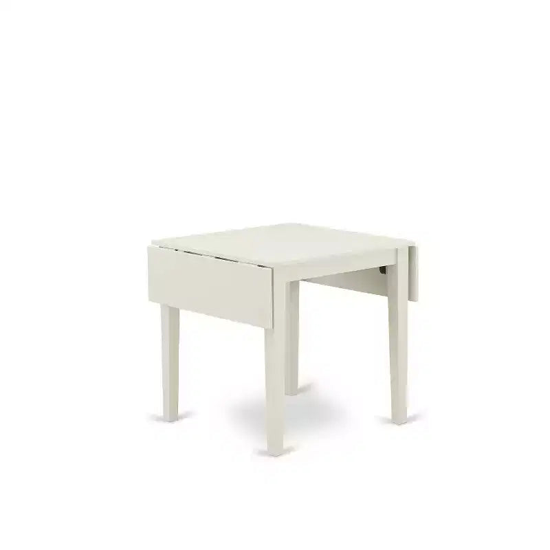 Set da pranzo rettangolare imbottito 5 pezzi, finitura bianca lino e piano in legno massello - 4 posti
