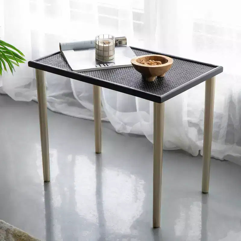 Tavolini Accent Boho Nido in Rattan e Legno, Nero e Oro, Set da 3