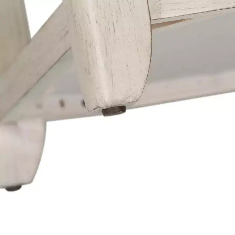 Tavolino da Divano con Cesto e Cassetto, Bianco Antico e Piano Color Castagna
