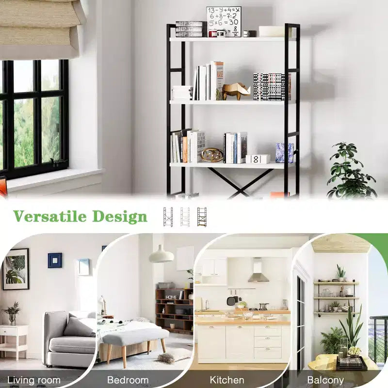 Celebalcony 62.2 H x 23.6 W Scaffale a 5 ripiani, libreria alta in legno con struttura in metallo, moderno porta libri, scaffali portaoggetti per ufficio domestico