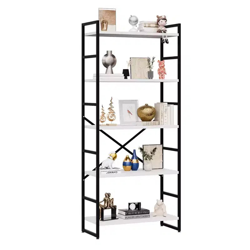 Celebalcony 62.2 H x 23.6 W Scaffale a 5 ripiani, libreria alta in legno con struttura in metallo, moderno porta libri, scaffali portaoggetti per ufficio domestico