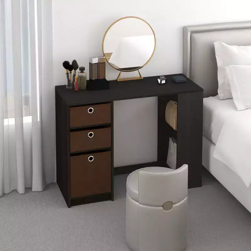 HOMLUX 39 Scrivania per Computer Scrivania da Studio con 3 Contenitori e Ripiani Aperti
