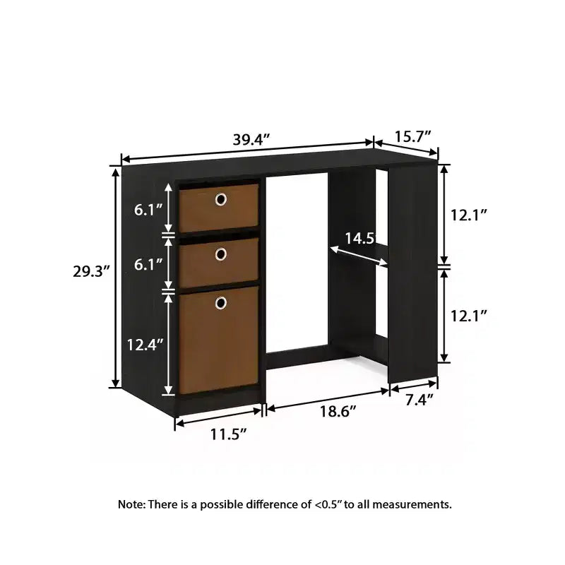 HOMLUX 39 Scrivania per Computer Scrivania da Studio con 3 Contenitori e Ripiani Aperti