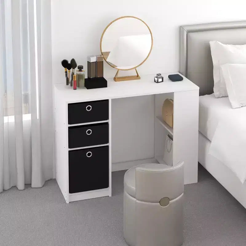 HOMLUX 39 Scrivania per Computer Scrivania da Studio con 3 Contenitori e Ripiani Aperti
