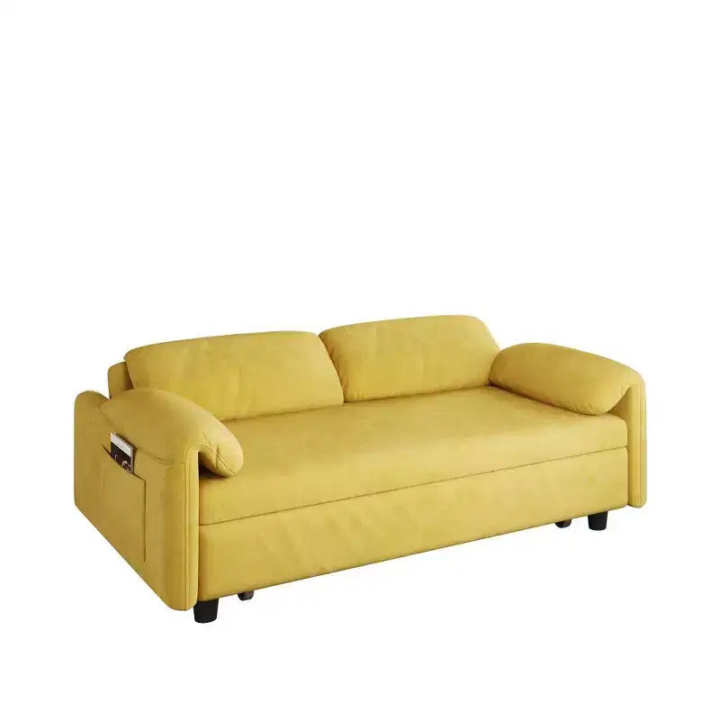 TUYOHW Divano Moderno Trasformabile da 54 Pollici, Divano Letto in Velluto con Tasche Contenitore, Divanetto a Scomparsa 2 in 1 per Soggiorno, Spazi Piccoli