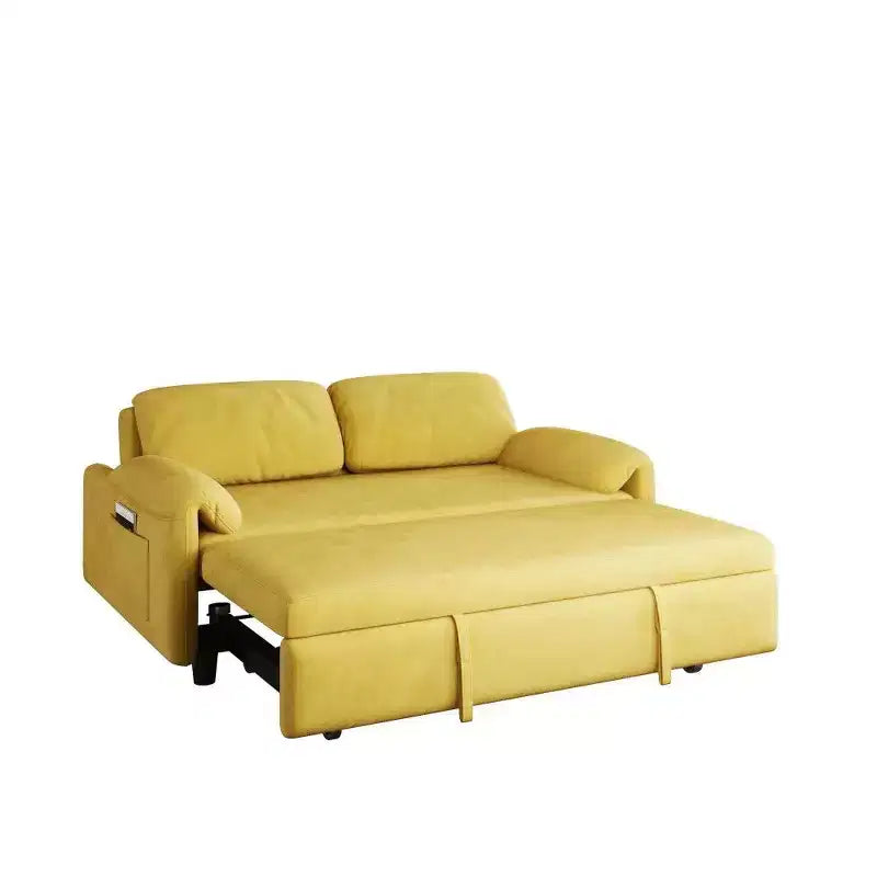 TUYOHW Divano Moderno Trasformabile da 54 Pollici, Divano Letto in Velluto con Tasche Contenitore, Divanetto a Scomparsa 2 in 1 per Soggiorno, Spazi Piccoli