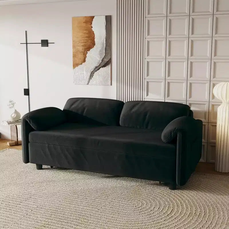 TUYOHW Divano Moderno Trasformabile da 54 Pollici, Divano Letto in Velluto con Tasche Contenitore, Divanetto a Scomparsa 2 in 1 per Soggiorno, Spazi Piccoli