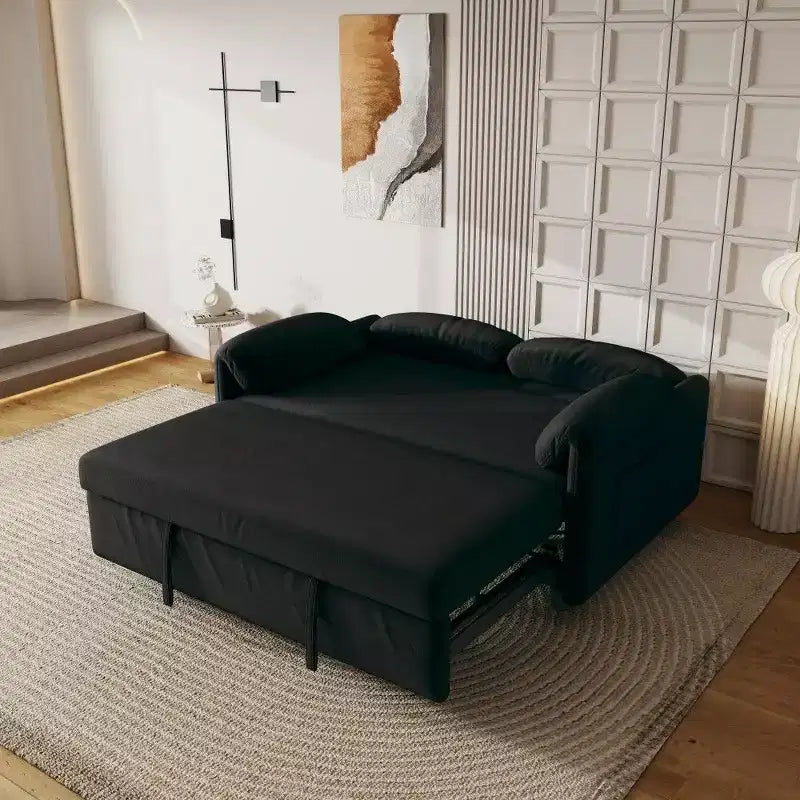 TUYOHW Divano Moderno Trasformabile da 54 Pollici, Divano Letto in Velluto con Tasche Contenitore, Divanetto a Scomparsa 2 in 1 per Soggiorno, Spazi Piccoli