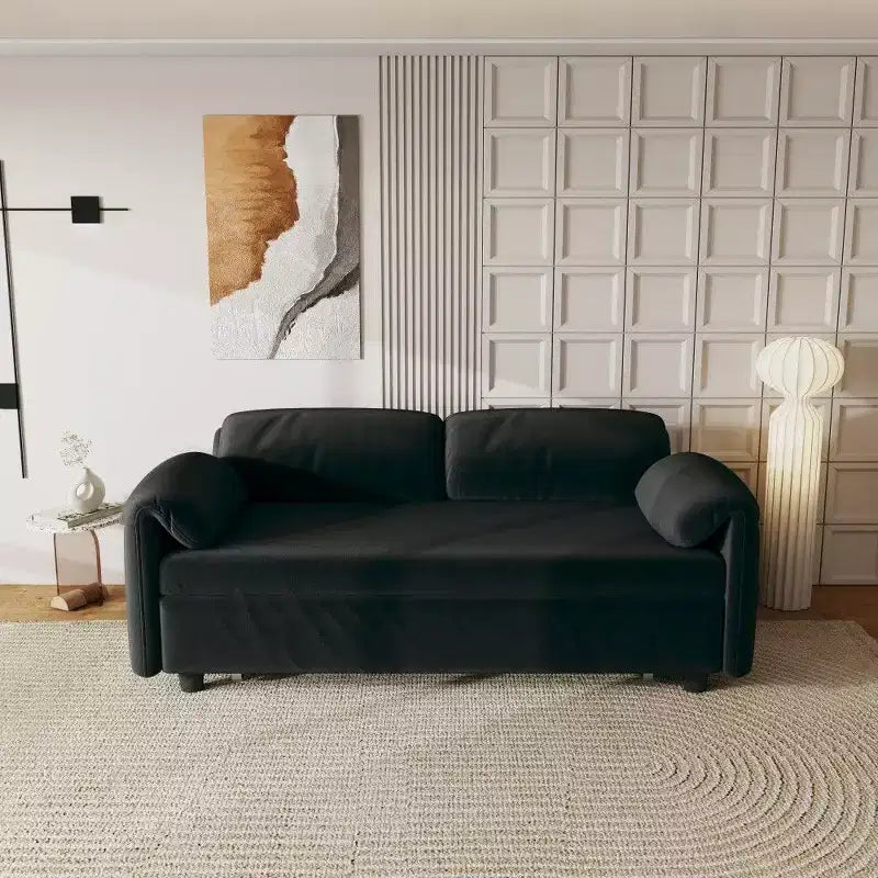 TUYOHW Divano Moderno Trasformabile da 54 Pollici, Divano Letto in Velluto con Tasche Contenitore, Divanetto a Scomparsa 2 in 1 per Soggiorno, Spazi Piccoli