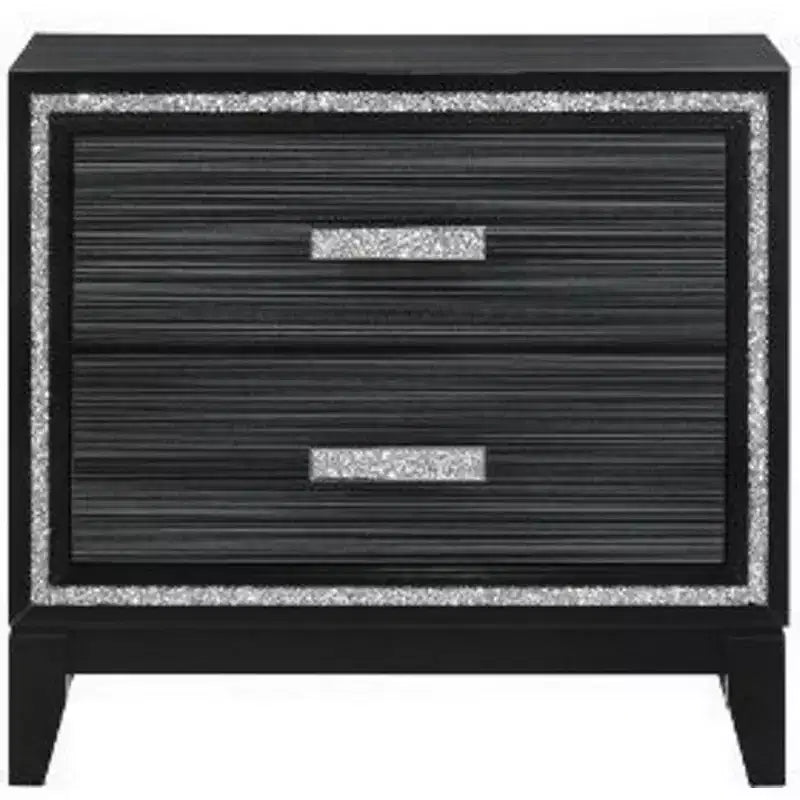 Comodino Royal Hampton con 2 cassetti e dettagli scintillanti, nero