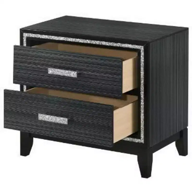 Comodino Royal Hampton con 2 cassetti e dettagli scintillanti, nero