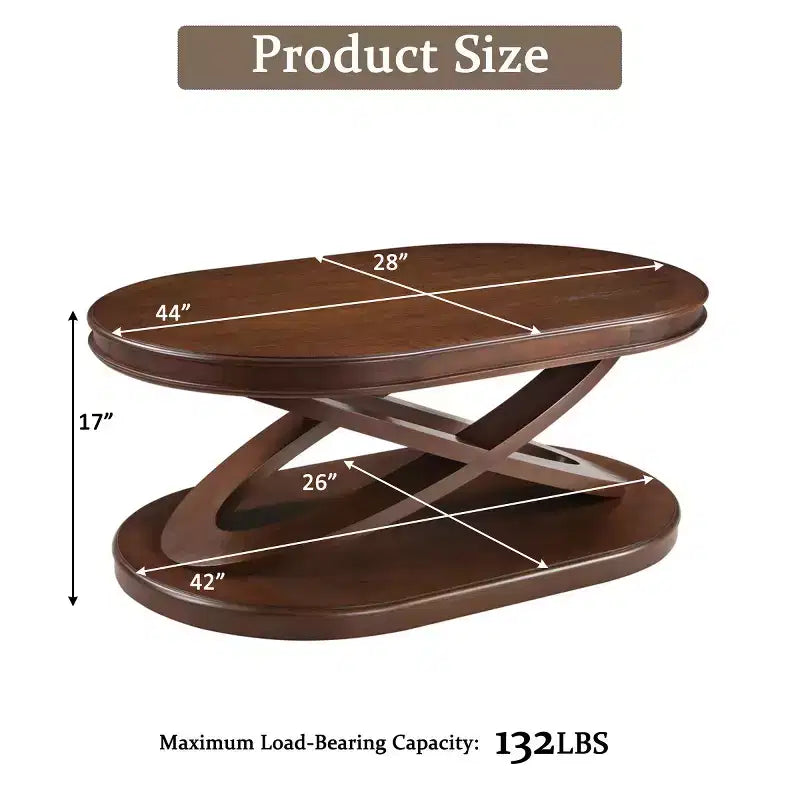 Tavolino da caffè ovale moderno da 31,5" con base a X, tavolo centrale minimalista impiallacciato in legno per soggiorno o ufficio domestico-Panipeachy