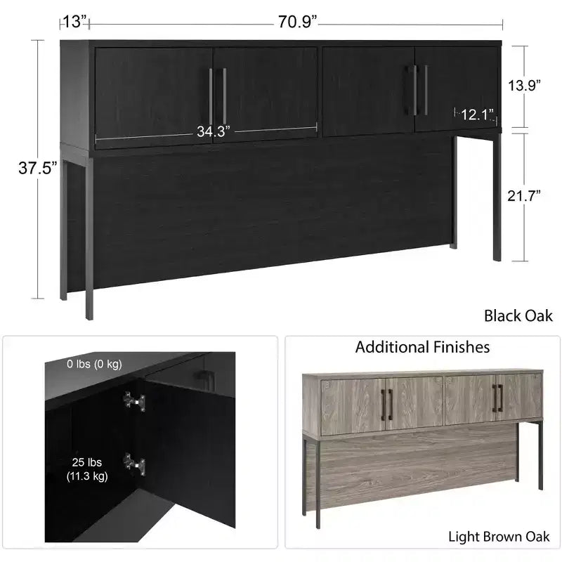 Credenza Parkside moderna da 180 cm con 2 vani portaoggetti