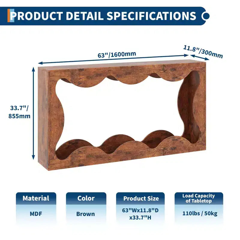 Tavolo Consolle da Ingresso Stile Rustico 160 cm, Tavolo Consolle con Ripiani, Tavolo da Divano, Tavolo Stretto da Ingresso per Soggiorno, Corridoio, Ingresso, Foyer