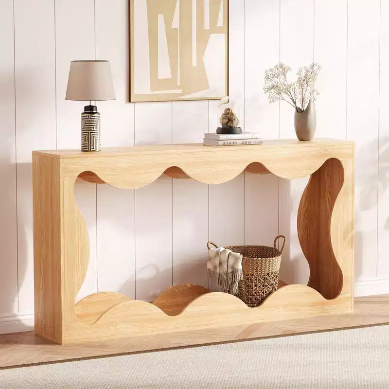 Tavolo Consolle da Ingresso Stile Rustico 160 cm, Tavolo Consolle con Ripiani, Tavolo da Divano, Tavolo Stretto da Ingresso per Soggiorno, Corridoio, Ingresso, Foyer