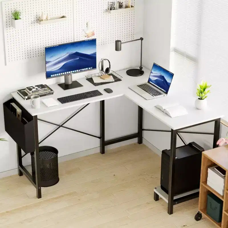 TUYOHW Scrivania a L per Computer da Gaming e Ufficio, Scrivania da Gaming ad Angolo da 50'' con Supporto CPU e Tasca Laterale, Postazione di Lavoro per Ufficio Domestico