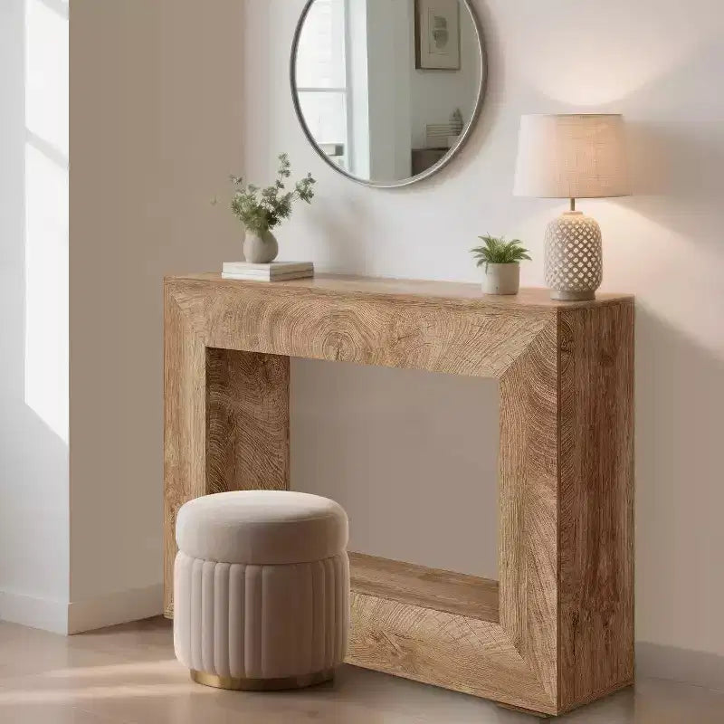 Consolle in stile rustico per fattoria, tavolo da divano rustico da 120 cm con mensola per ingresso, corridoio, dietro al divano (naturale)