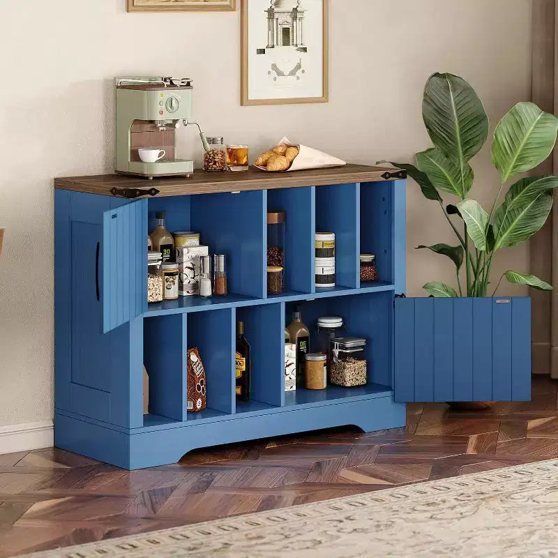 COZONY 39 Mobiletto Porta Dischi in Vinile, Mobile per Giradischi in Legno Stile Rustico con 2 Ante Scorrevole, Ampio Tavolo Porta Giradischi per Soggiorno Camera da Letto