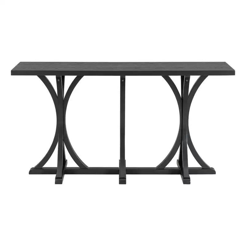 JVNOXK59.8'' Tavolo Console in Legno con Piano in Rovere, Tavolo da Ingresso Stile Rustico con Gambe Sottili Curve in Legno di Gomma, Nero