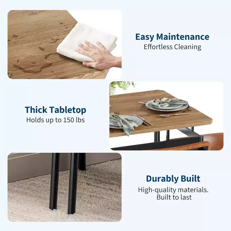 Set da Tavolo da Pranzo da 5 Pezzi, Set da Tavolo da Cucina in Legno con 4 Sedie Imbottite in PU, Set Dinette con Struttura in Metallo Industriale