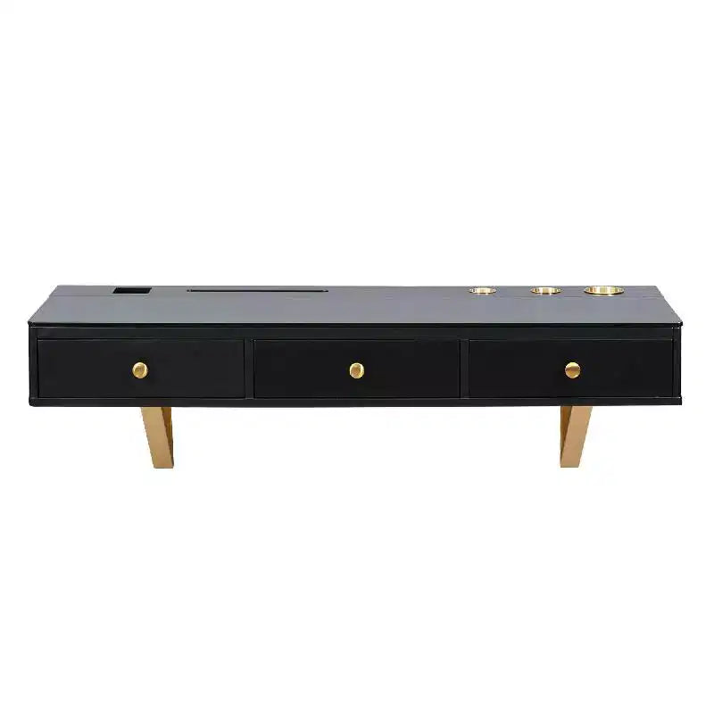 Mensola Flottante con Cassetto, Tavolino da Trucco Versatile da Parete, Scrivania Galleggiante da Trucco per Camera da Letto, Bagno, Nero