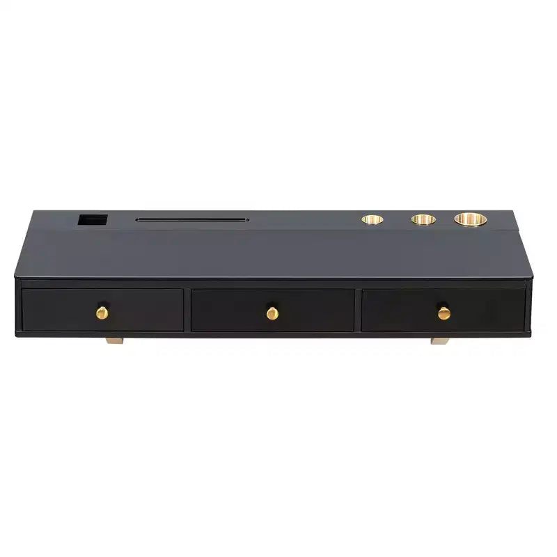 Mensola Flottante con Cassetto, Tavolino da Trucco Versatile da Parete, Scrivania Galleggiante da Trucco per Camera da Letto, Bagno, Nero