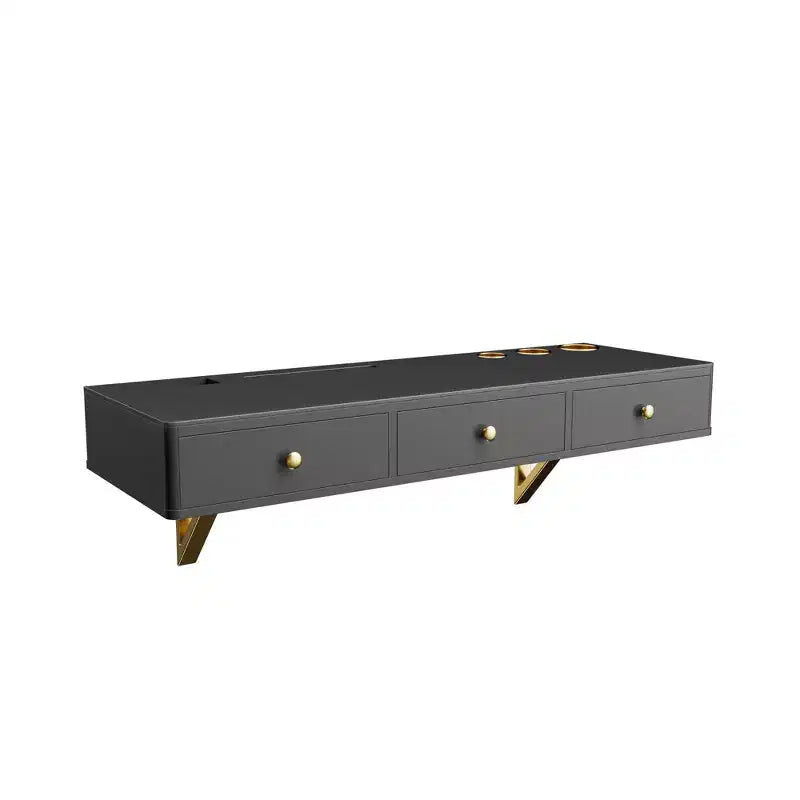 Mensola Flottante con Cassetto, Tavolino da Trucco Versatile da Parete, Scrivania Galleggiante da Trucco per Camera da Letto, Bagno, Nero