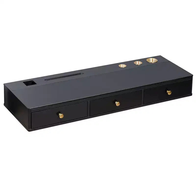 Mensola Flottante con Cassetto, Tavolino da Trucco Versatile da Parete, Scrivania Galleggiante da Trucco per Camera da Letto, Bagno, Nero