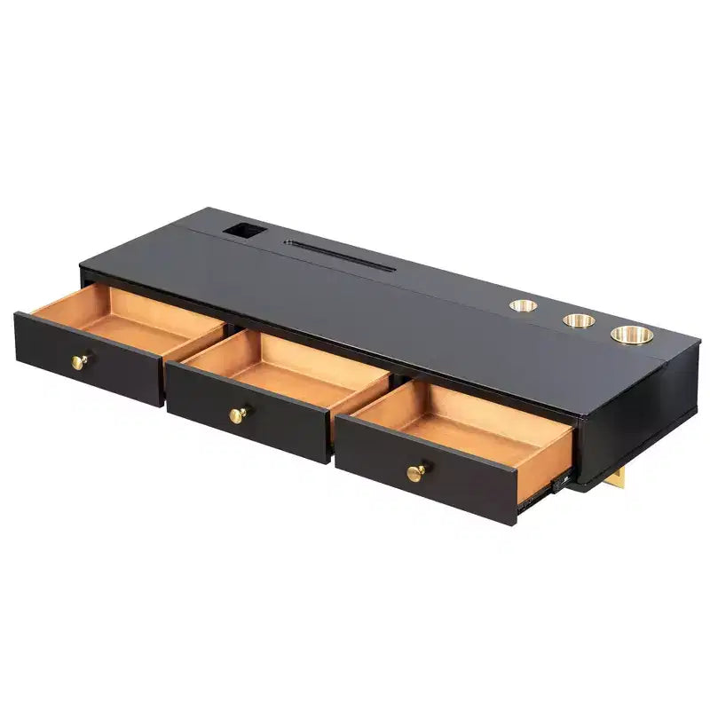 Mensola Flottante con Cassetto, Tavolino da Trucco Versatile da Parete, Scrivania Galleggiante da Trucco per Camera da Letto, Bagno, Nero