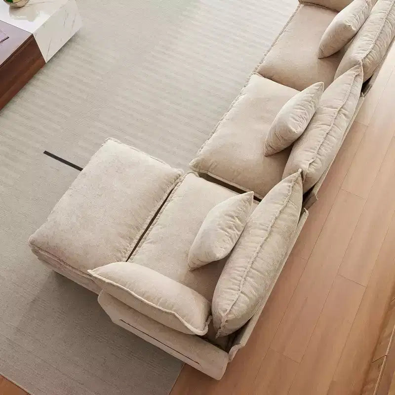 Divano, 112 Moduli a Forma di L Cloud Couch in Tessuto Ciniglia/Velluto a Coste Morbido con Seduta Profonda, Ottomana e Tasche Laterali per Soggiorno/Camera da Letto