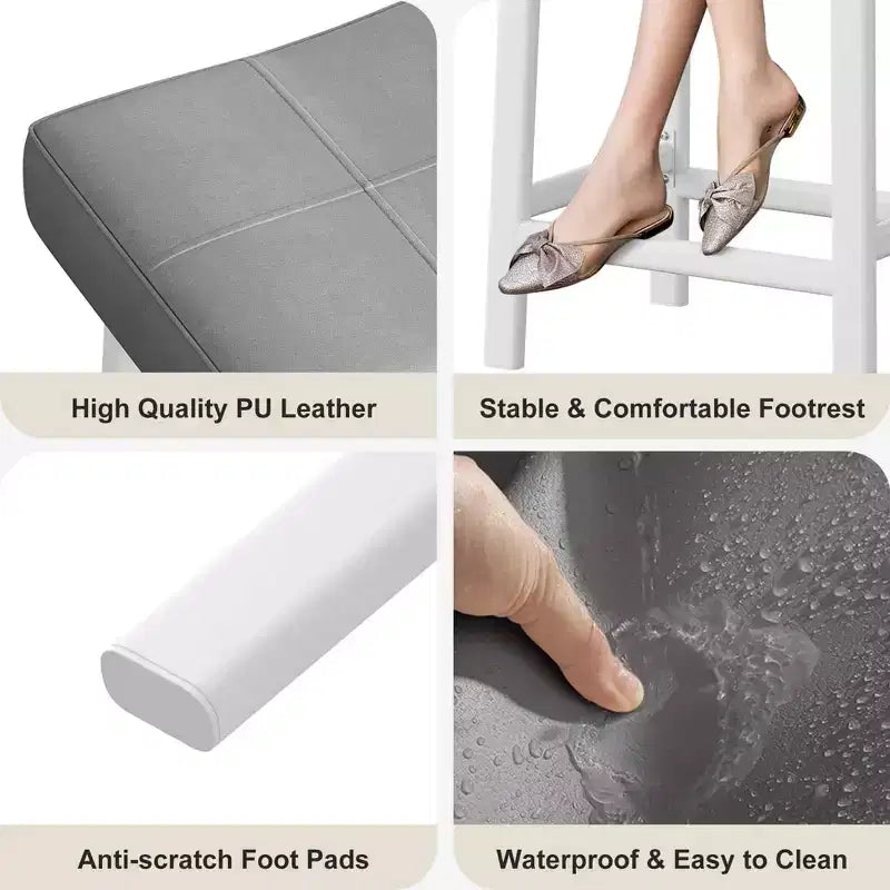 Sgabelli da Bar Altezza Bancone Set da 2, Sgabelli da Bar in Pelle PU con Robuste Gambe in Metallo, Sgabelli da Colazione con Sedile a Sella Spesso