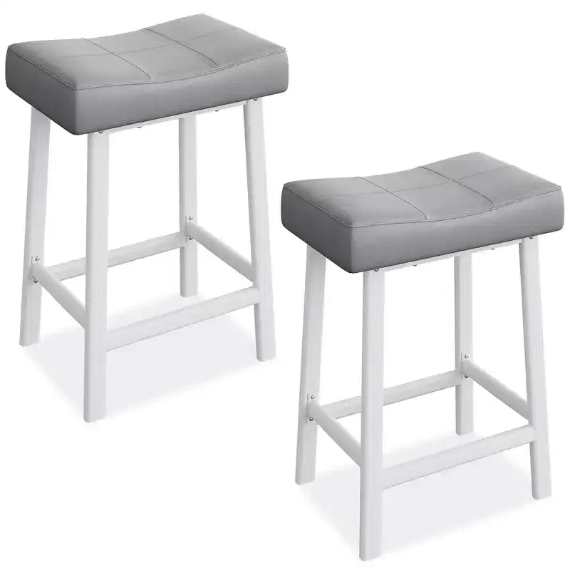 Sgabelli da Bar Altezza Bancone Set da 2, Sgabelli da Bar in Pelle PU con Robuste Gambe in Metallo, Sgabelli da Colazione con Sedile a Sella Spesso