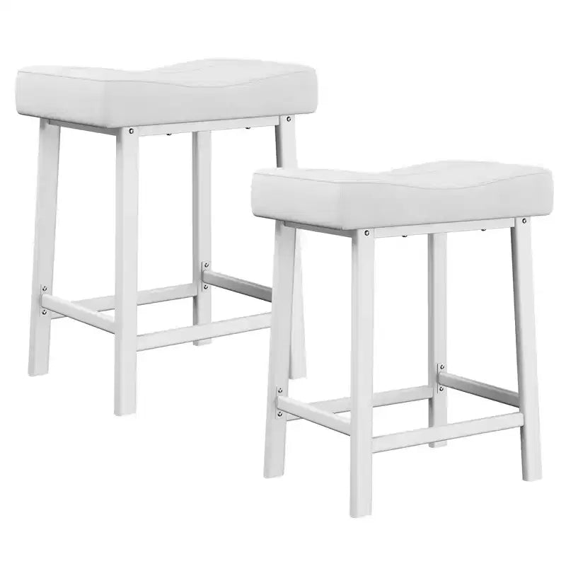 Sgabelli da Bar Altezza Bancone Set da 2, Sgabelli da Bar in Pelle PU con Robuste Gambe in Metallo, Sgabelli da Colazione con Sedile a Sella Spesso