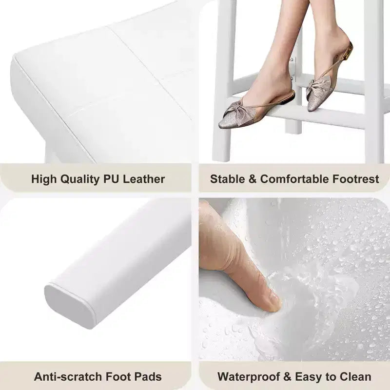 Sgabelli da Bar Altezza Bancone Set da 2, Sgabelli da Bar in Pelle PU con Robuste Gambe in Metallo, Sgabelli da Colazione con Sedile a Sella Spesso