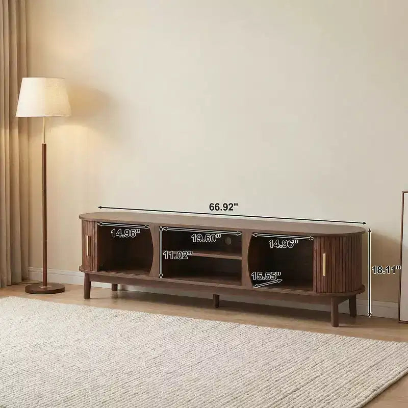 JVNOXKMobile TV a capanna moderna per TV da 75 pollici, Centro di intrattenimento in legno con mobiletto, Tavolo console TV per soggiorno
