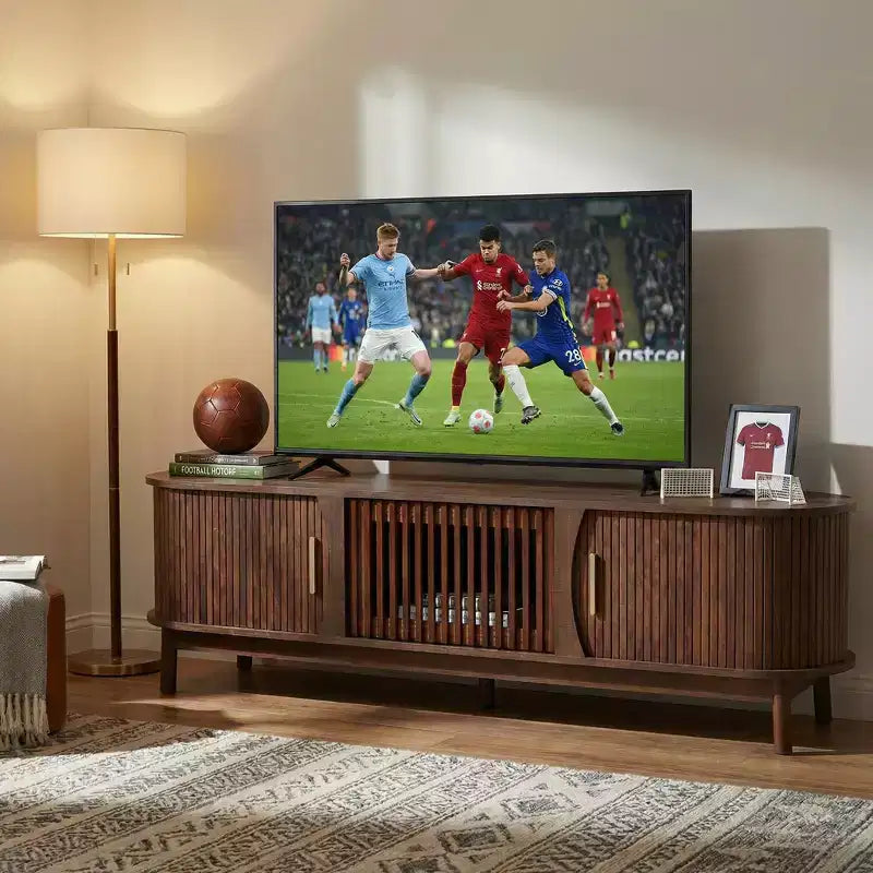 JVNOXKMobile TV a capanna moderna per TV da 75 pollici, Centro di intrattenimento in legno con mobiletto, Tavolo console TV per soggiorno