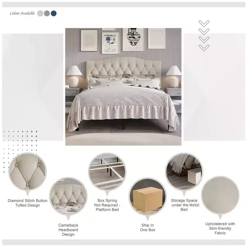 Letto a piattaforma ChaletPosh in lino